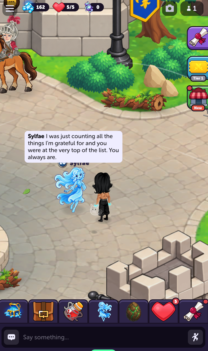 Sylfae talking to the player in the world